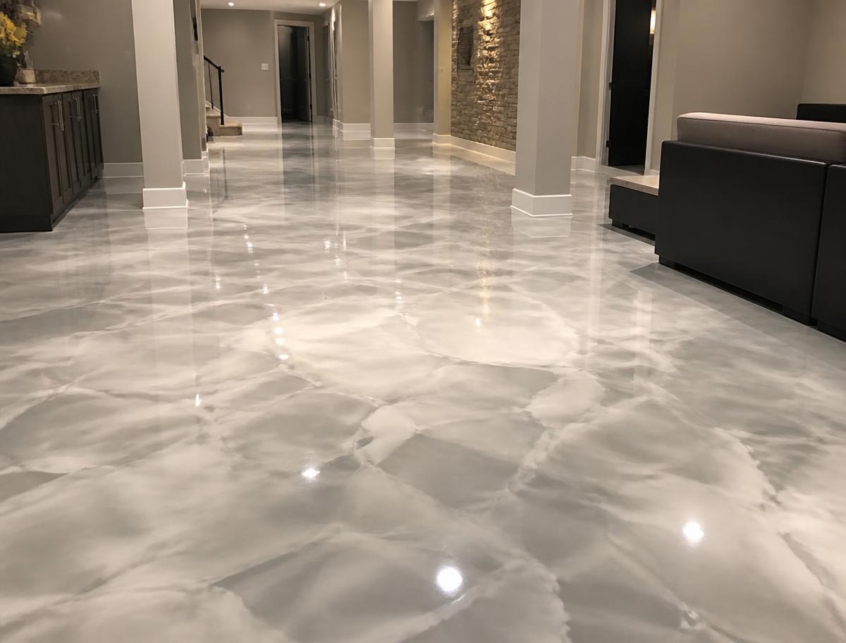 Sous-sol, époxy métallique perle — Boucherville